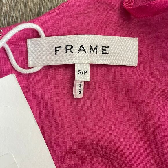 NWT Frame Puff Sleeve Cotton Midi Dress Fuchsia Pink - Size: Small - Picture 5 of 16